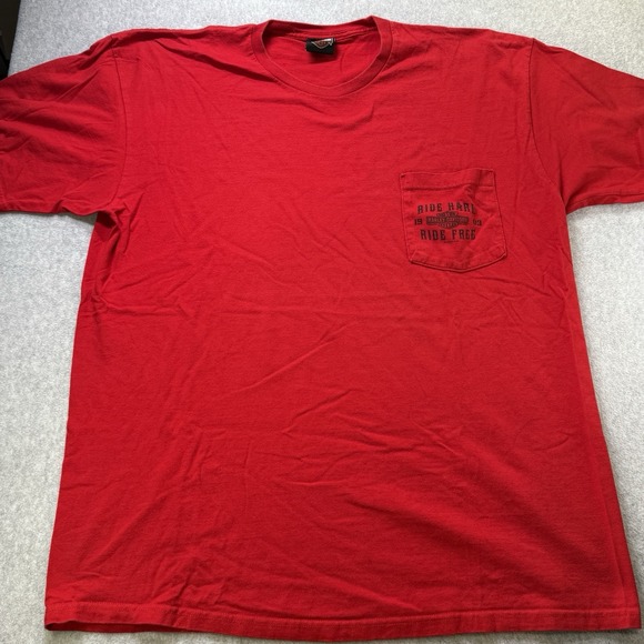 Harley-Davidson Redstone Huntsville‎ AL Pocket T-Shirt Red Men's Size XL - Picture 1 of 7